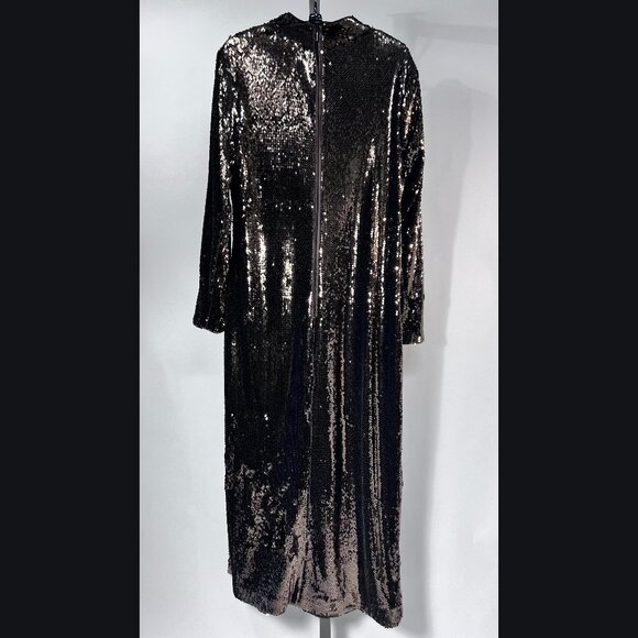 TED BAKER London Sequined Brooklyn Tube Dress Dark Brown Size L - Picture 2 of 7